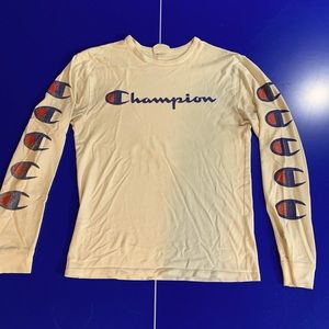 WHITE CHAMPION LONG SLEEVE T-SHIRT